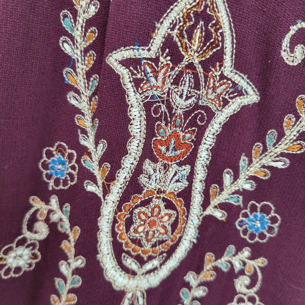 Soft Surroundings Bella Cozy Topper Plum Embroidered Cardigan Wrap 1X - Picture 3 of 13